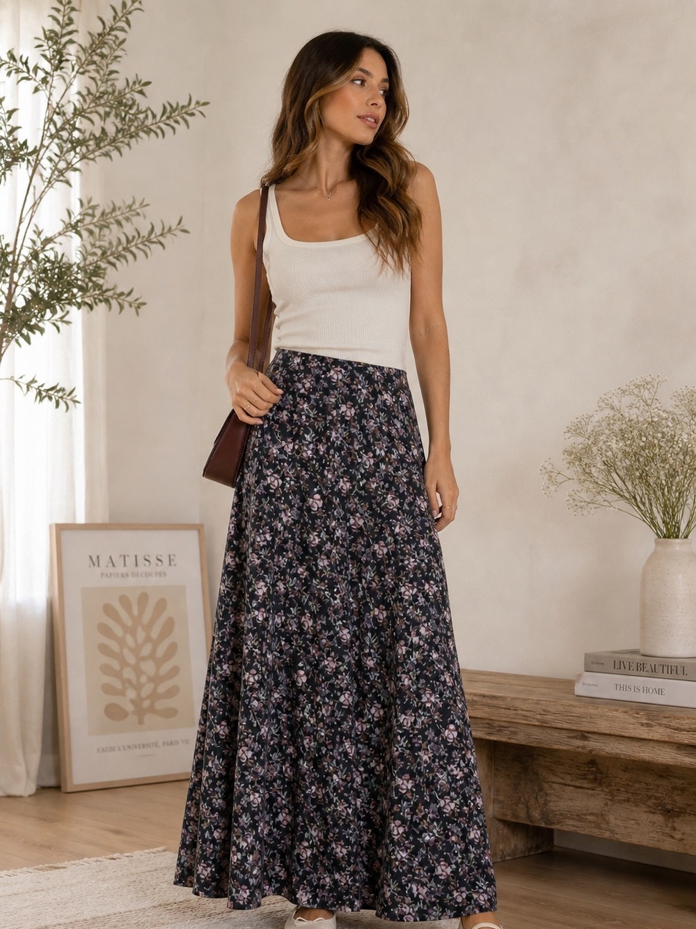 Coco Blue Women's Floral Button Front Midi Skirt Size Small